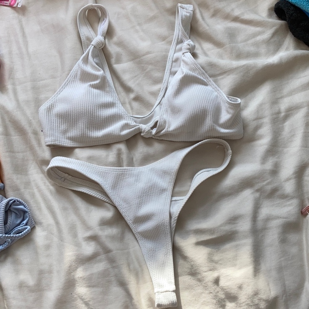 White Ribbed bikini